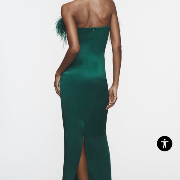 ZARA FEATHER SATIN EFFECT DRESS - Picture 3 of 11